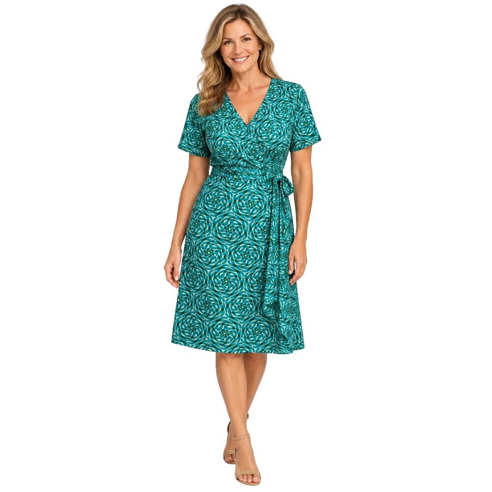 Lesley Evers Kaleidoscope Print True Wrap Dress Size XL